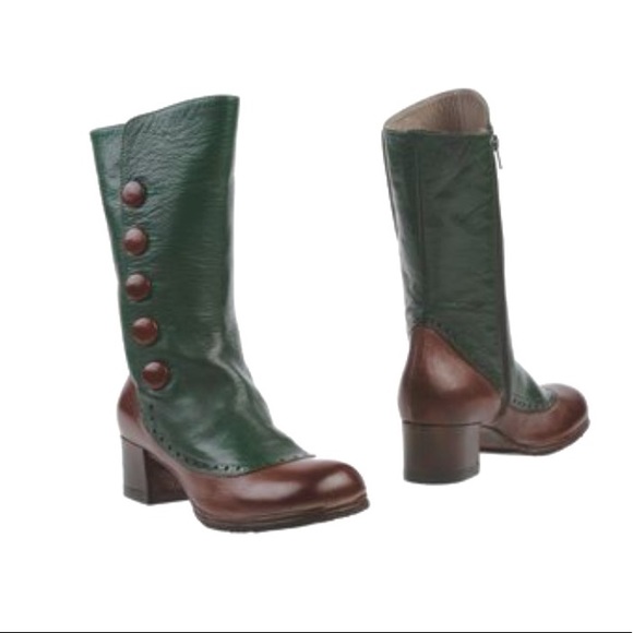 Moma Shoes - Moma Italian Leather Boots Green Brown size 35 / 5